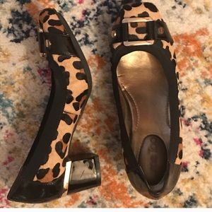 Leopard print block heels